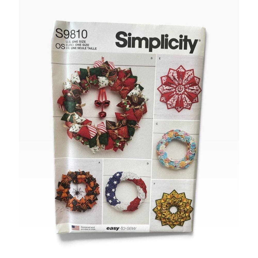 Simplicity S9810 Seasonal Wreaths Craft Pattern ONE SIZE Easy-to-Sew